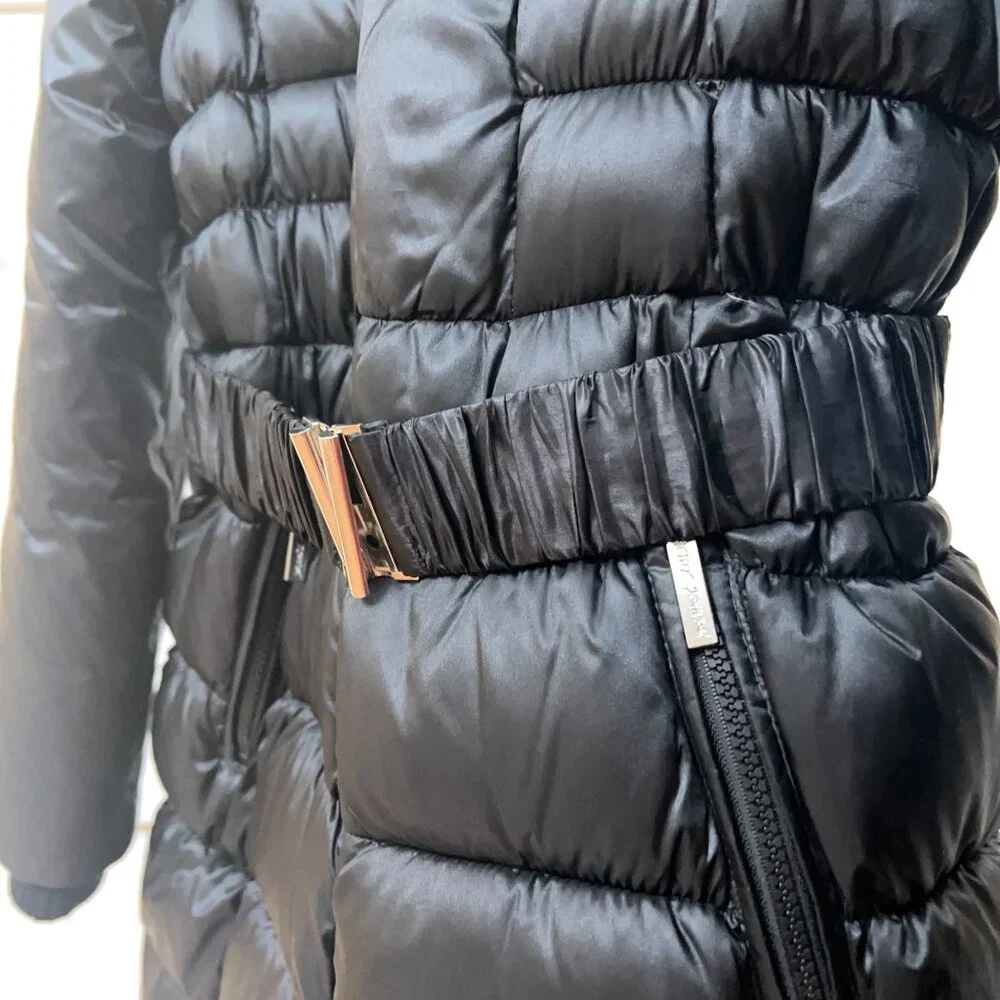 Betsey Johnson Women's M Black Puffer Coat Faux Fur Collar Warm Winter Jacket - Picture 6 of 12